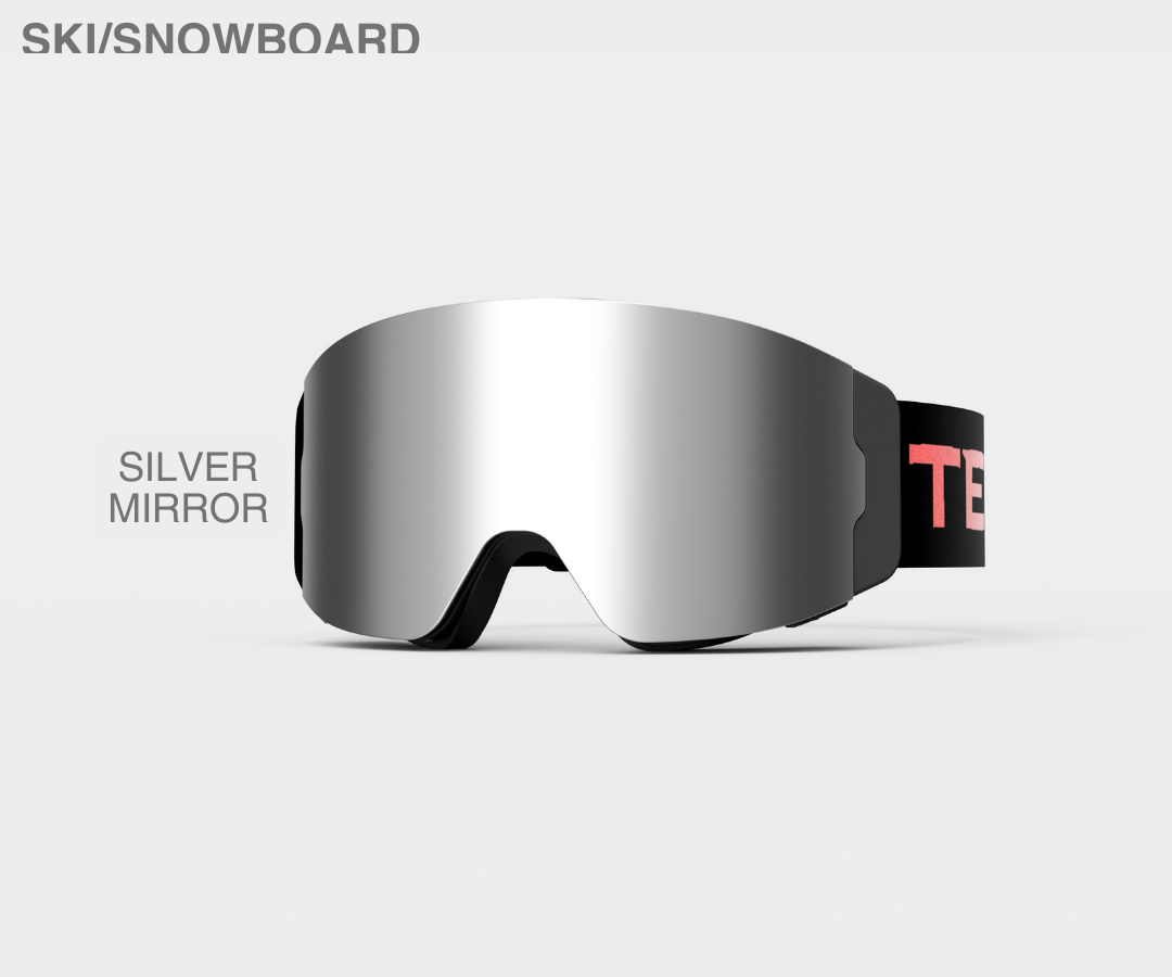 Ski Silver Mirror Blk Red Strap Tempest Optics