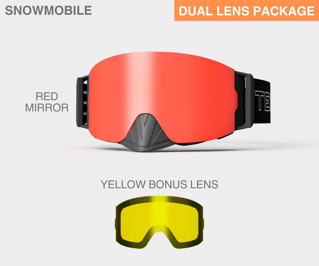 Snowmobile Infinity - Red Mirror, Blk/Gray Strap, Yellow Bonus Lens