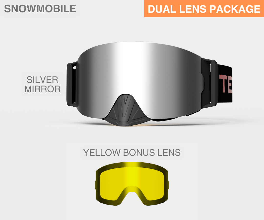 Snowmobile Infinity - Silver Mirror, Blk/Red Strap, Yellow Bonus Lens