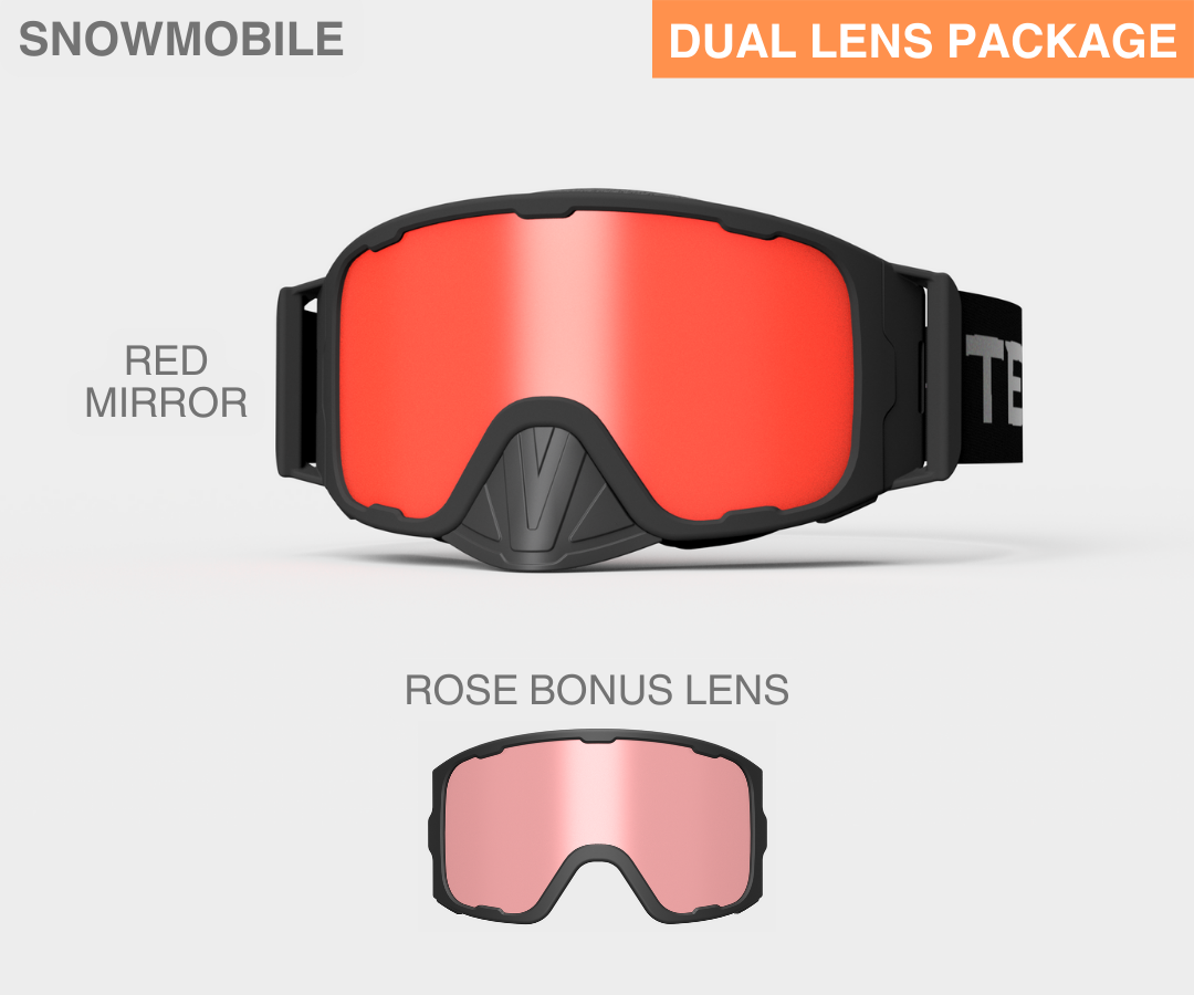 Snowmobile OG - Red Mirror, Blk/Gray Strap, Rose Bonus Lens