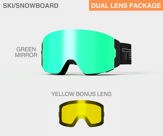 Ski - Green Mirror, Blk/Gray Strap, Yellow Bonus Lens