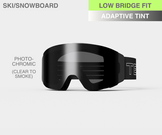 Ski - Photochromic(Clear to Smoke) Lens, Black/Gray Strap, LOW BRIDGE FIT