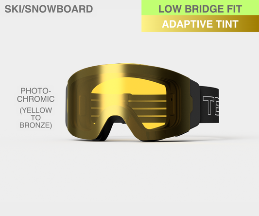 Ski - Photochromic (Yellow to Bronze) Lens, Black/Gray Strap, LOW BRIDGE FIT