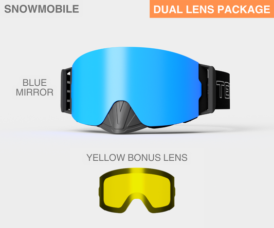 Snowmobile Infinity - Blue Mirror, Blk/Gray Strap, Yellow Bonus Lens