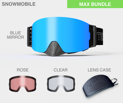 Snowmobile Infinity - Blue Mirror, Blk/Gray Strap, Rose and Clear Bonus Lenses