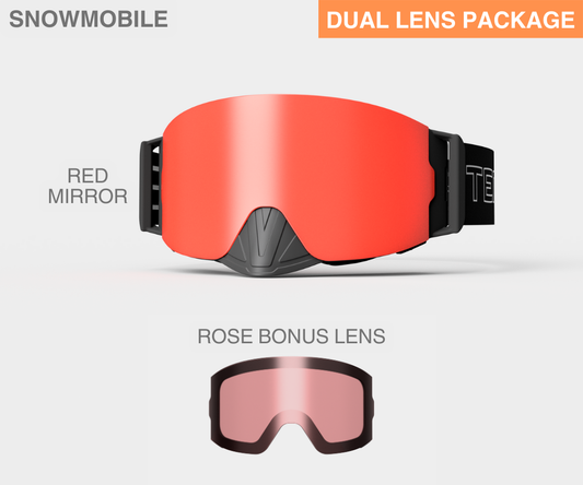 Snowmobile Infinity - Red Mirror, Blk/Gray Strap, Rose Bonus Lens