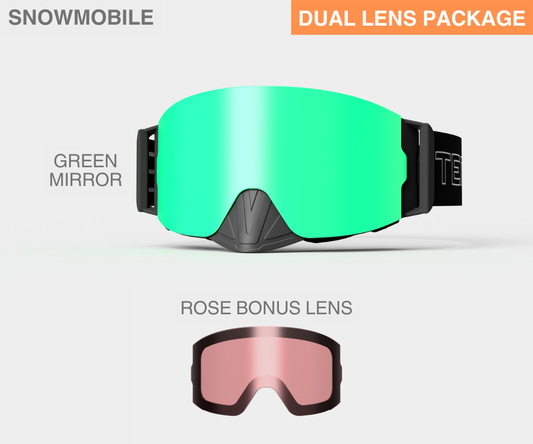 Snowmobile Infinity - Green Mirror, Blk/Gray Strap, Rose Bonus Lens