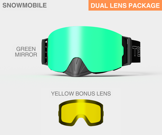 Snowmobile Infinity - Green Mirror, Blk/Gray Strap, Yellow Bonus Lens