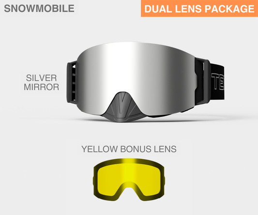Snowmobile Infinity - Silver Mirror, Blk/Gray Strap,  Yellow Bonus Lens