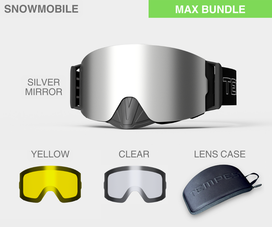 Snowmobile Infinity - Silver Mirror, Blk/Gray Strap,  Yellow and Clear Bonus Lenses