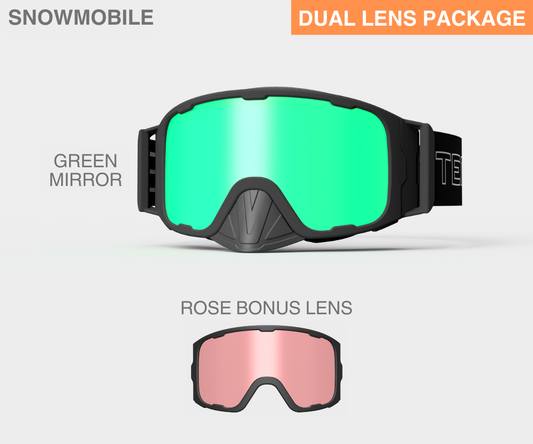 Snowmobile OG - Green Mirror, Blk/Gray Strap, Rose Bonus Lens