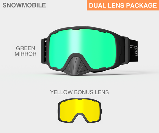Snowmobile OG - Green Mirror, Blk/Gray Strap, Yellow Bonus Lens