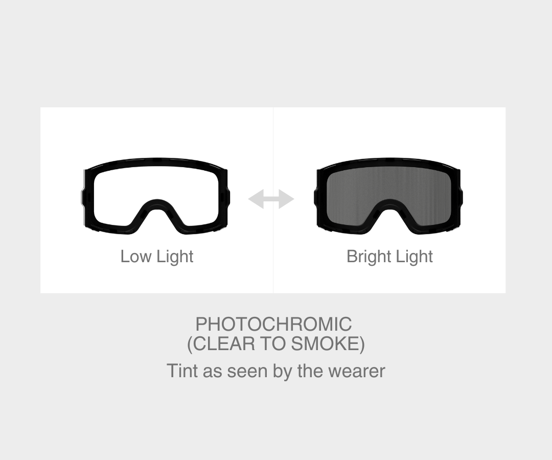 Ski - Photochromic(Clear to Smoke) Lens, Black/Gray Strap