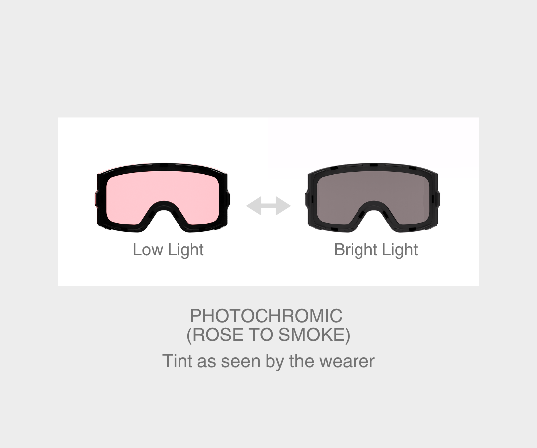 Ski - Photochromic (Rose to Smoke) Lens, Black/Gray Strap