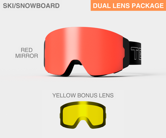 Ski - Red Mirror, Blk/Gray Strap, Yellow Bonus Lens