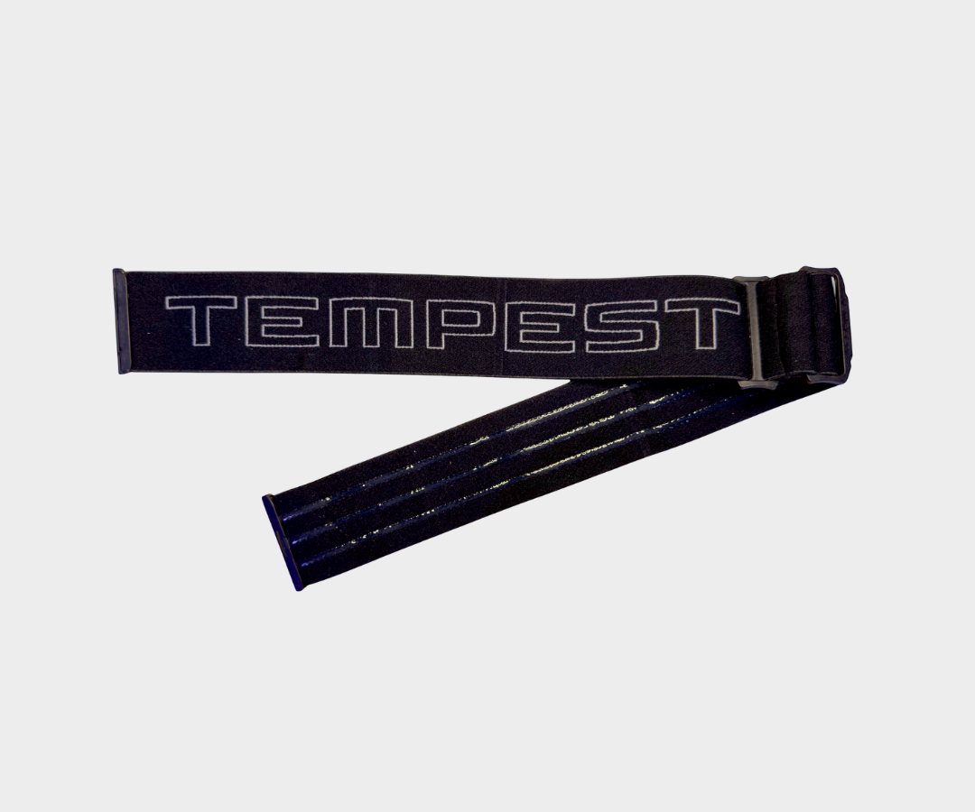 Strap - Black with gray pinstripe lettering