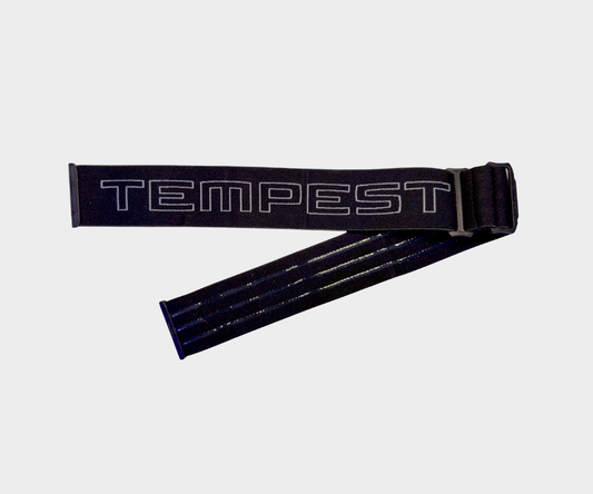 Strap - Black with gray pinstripe lettering