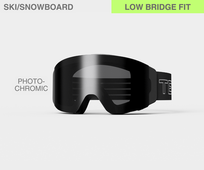 Ski - Photochromic(Clear to Smoke) Lens, Black/Gray Strap, LOW BRIDGE FIT