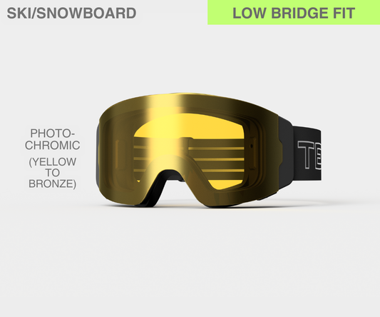 Ski - Photochromic (Yellow to Bronze) Lens, Black/Gray Strap, LOW BRIDGE FIT