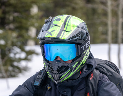 Snowmobile Infinity - Blue Mirror, Blk/Gray Strap, Yellow Bonus Lens